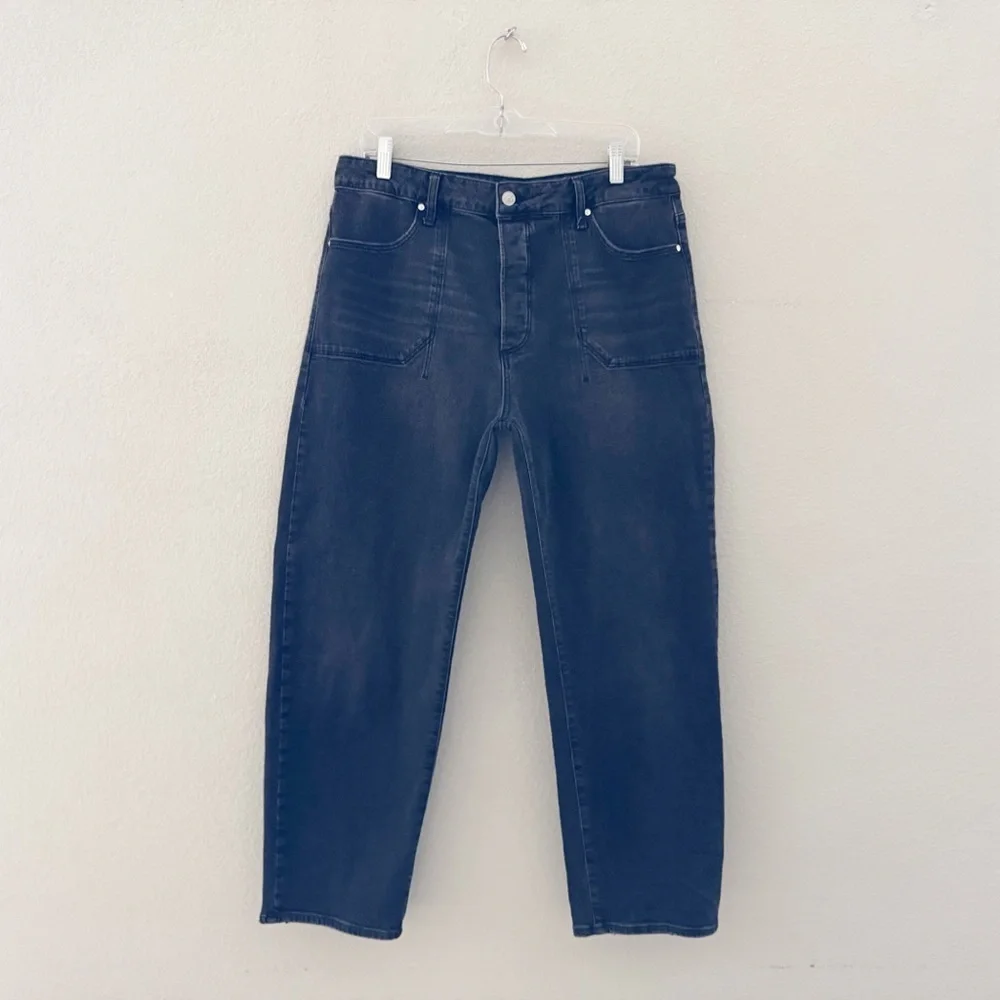 Paige Alexis Barrel Jeans 31 Viper Black Denim Minimalist Chic Classic Designer
